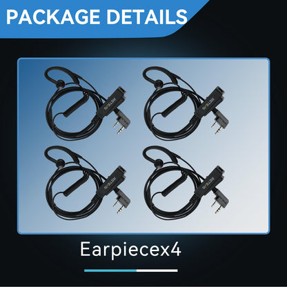 Retevis Walkie Talkie Headset with Mic, G-Type, Big PTT, 2 Pin, for RT22 RT68 RT21 H-777 RT27 RT68H, Compatible with BAOFENG 888S, Pxton, Kenwood Walkie Talkie, Walkie Talkie Earpiece(4 Pack)