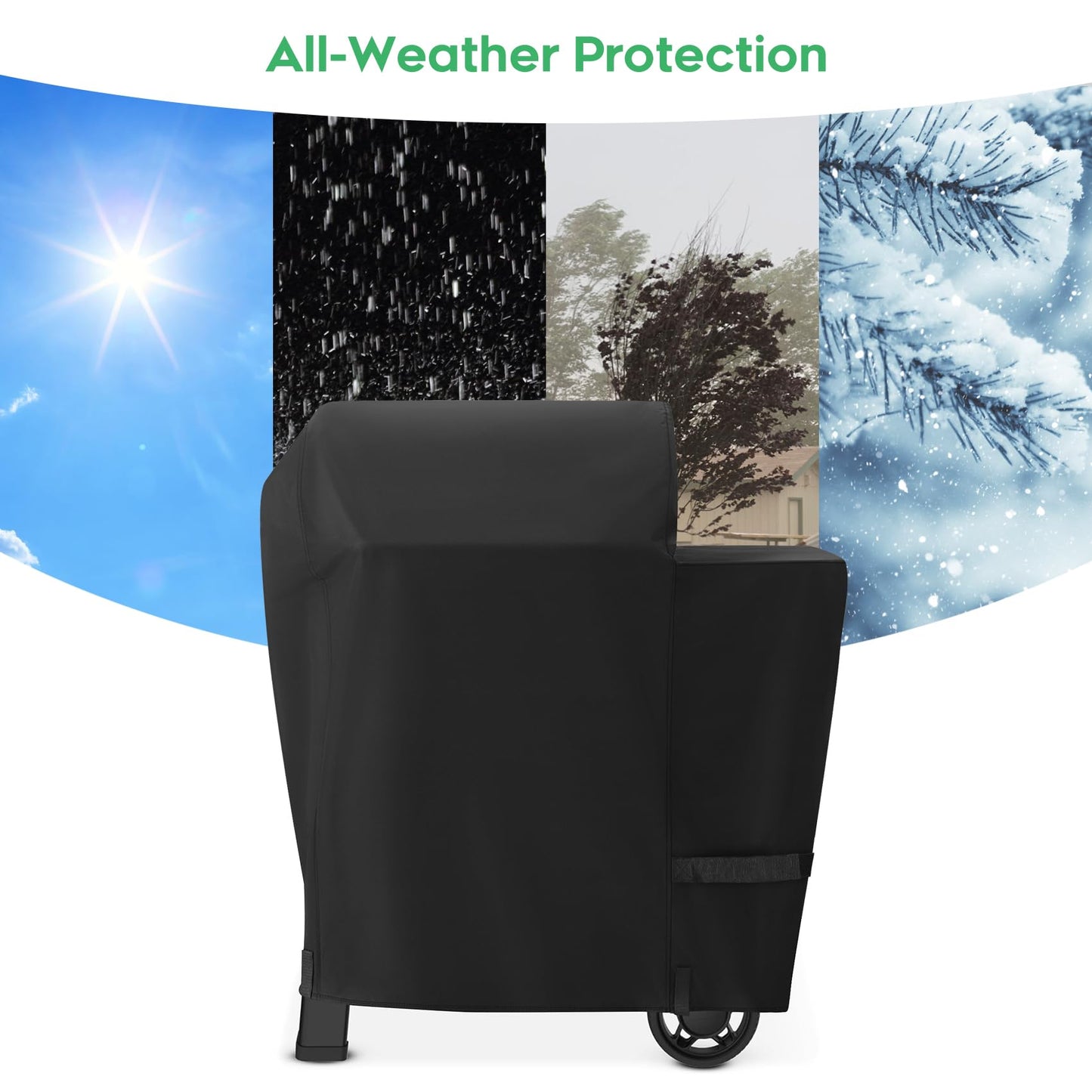 EZ-DONGTENG Heavy-Duty 600D BBQ Grill Cover Compatible with Weber Searwood 600 Pellet Grill, 3400145 Weber Searwood 600 Cover, Black