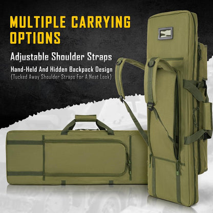 DULCE DOM 36 inch Double Rifle Case Soft Gun Bag for Rifles Pistols Storage & Transportation, All Around Shooting Range Tactical Backpack, Valentine Gifts for Men Boyfriend Husband