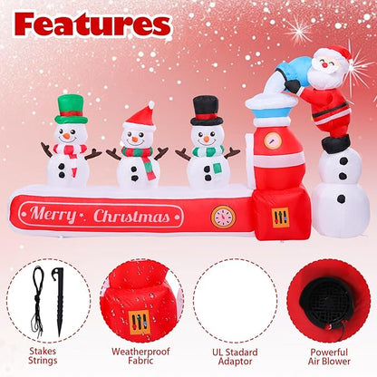 Vigdur 7FT Snowman Christmas Decoration – Snowman Maker Christmas Blow Up with Built-in LED Lights, Outdoor Christmas Inflatable for Yard, Lawn, Garden, Holiday Party & Home Décor