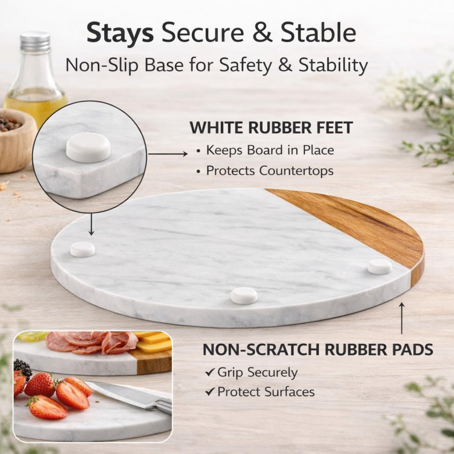KC KULLICRAFT White Marble Board, 10 Inches