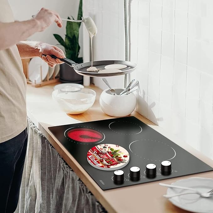 Rustic Farmhouse Electric Stove Burner Covers，4 Pack Round Stove Burner Covers，8 Inches and 10 Inches，Gas Stove Burner Covers,Metal Stove Burner Cover，Sweet Kitchen Restaurant Decorative,Kitchen Decor