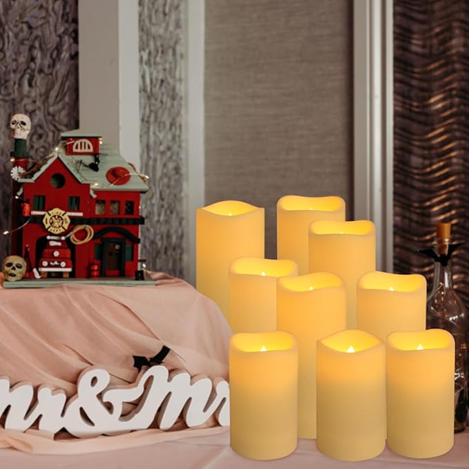72-Pack Realistic Flameless LED Candle, Battery Operated with Remote Control, 3D Flame Pillar Timer Funtion Melted Top Safe,Perfect for Indoor/Outdoor Decor,Wedding,BBQ and Gift.