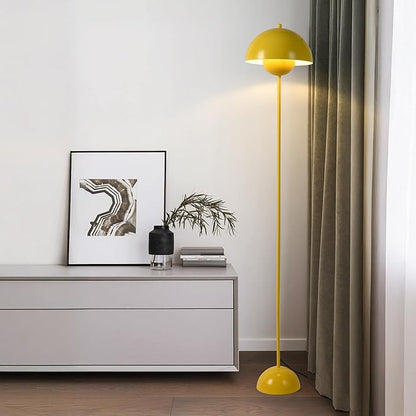 SUNLLOK Flower Pot Floor Lamp for Living Room, Metal Dome Lampshade Standing Floor Lamp with Foot Switch, Modern Reading Floor Light Fixture for Kitchen Island, Bedroom, Restaurant (Yellow)