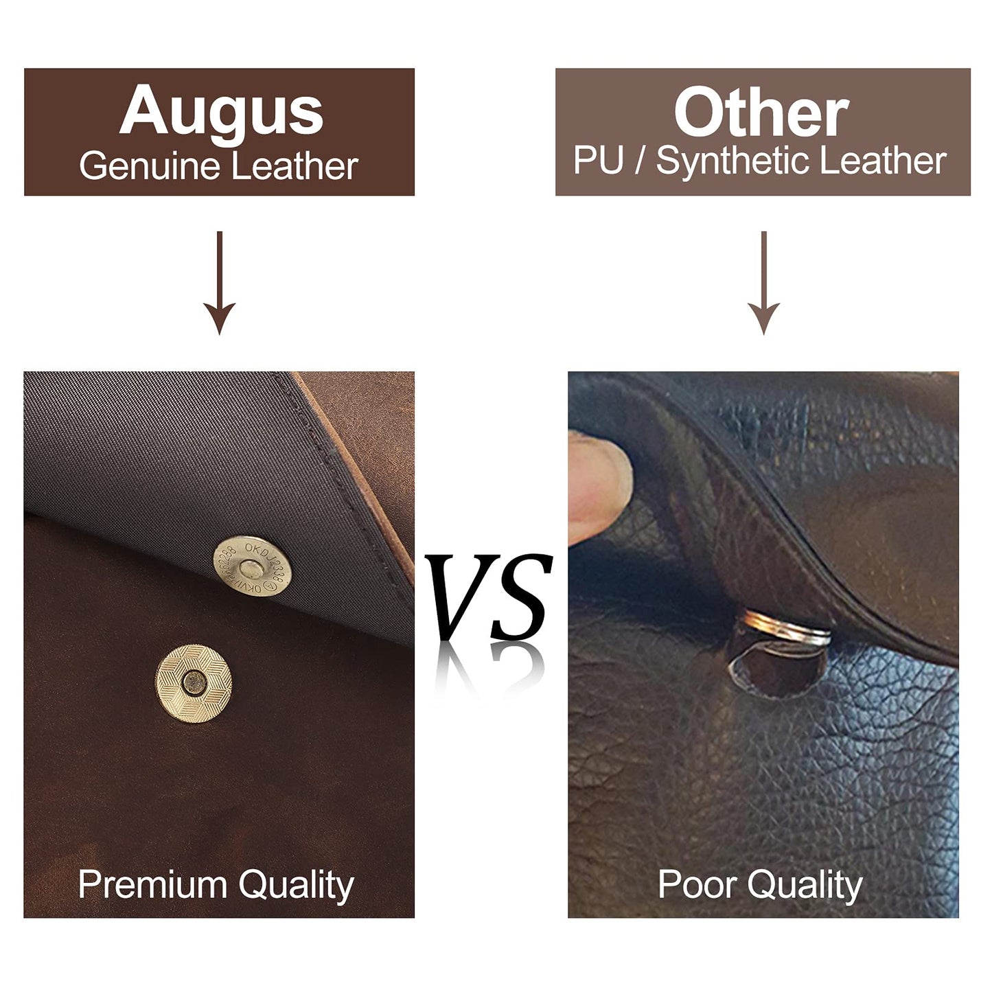 Augus Leather Small Messenger Bag For Men Crossbody Handbag Shoulder Sling Travel Bags for Men Purse Daypack Magnetic Buckle (Brown)
