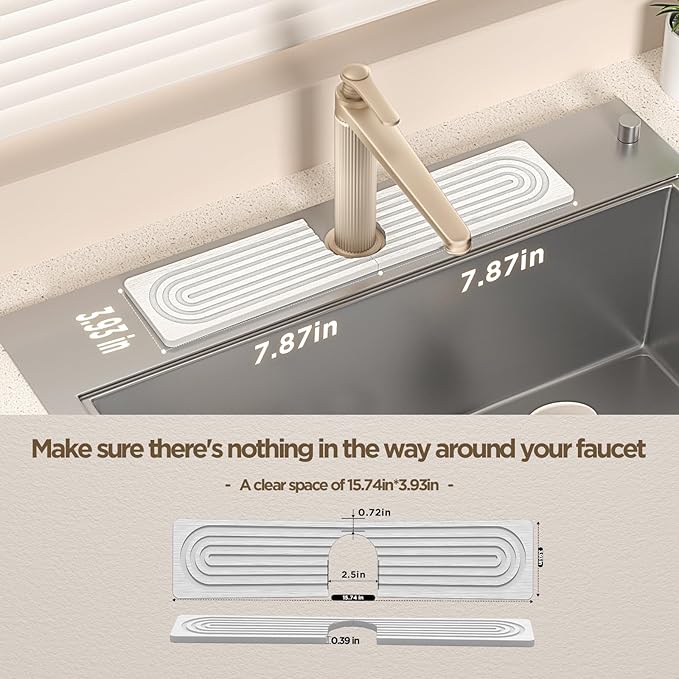 Faucet Mat for Kitchen Sink, Diatomite Stone Drying Sink Protectors, Bathroom