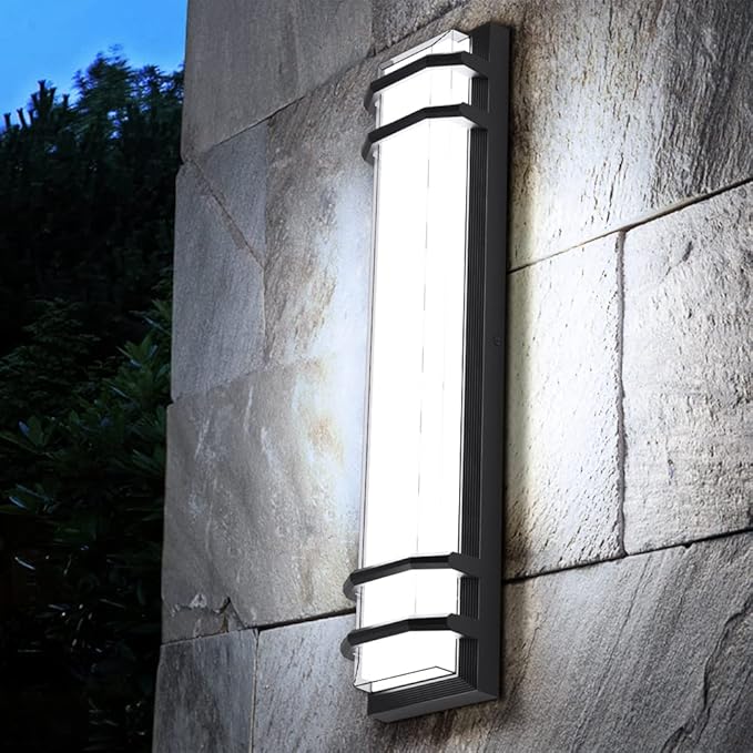 Sytmhoe Outdoor Wall Lights,23.6in 36W LED Modern Porch & Patio Wall Light Fixture, Black Aluminum Exterior Sconce Wall Mounted Lights Suitable for Garage Living Room Courtyard House(6000K)