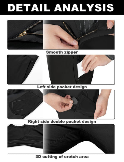 Soojun Men's 4-Way Stretch Performance Golf Pants, Quick-Dry Lightweight Tech Trousers, Versatile Business Casual Dress Pants with Hidden Pockets, Black, 38W x 32L