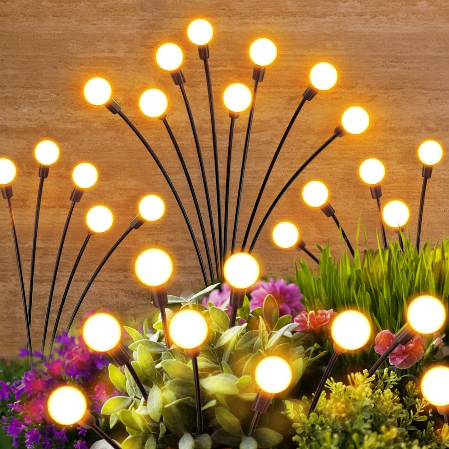 Solar Lights Outdoor Garden Decor: Unique Gardening Gifts for Mom - 4 Pack 32 LED Firefly Solar Powered Lamps - Sway by Wind Outside Waterproof Solar Lights for Yard Pathway Landscape Decorations
