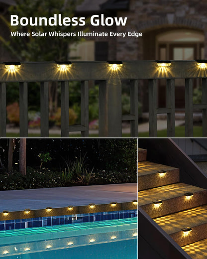 Herzila 16 Pack Solar Deck Lights Outdoor, Solar Step Lights Led Solar Lights for Outdoor Stairs, 3000K Warm White, Auto Dusk-to-Dawn, Weatherproof, Low Profile, for Fence Deck Railing Patio