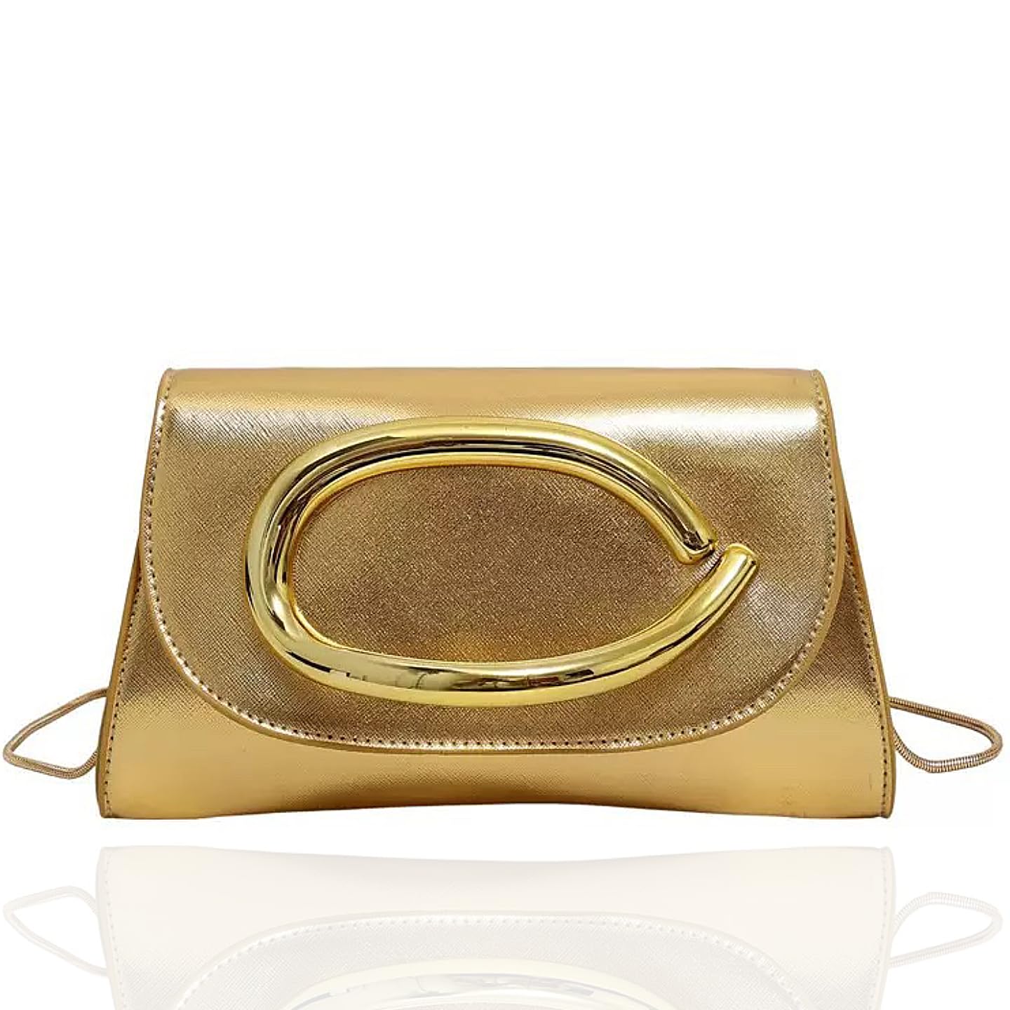 WSTWYC PU Leather Clutch Purses for Women,Glamorous golden and silver Crossbody Handbags Party Clutch Purse (gold)
