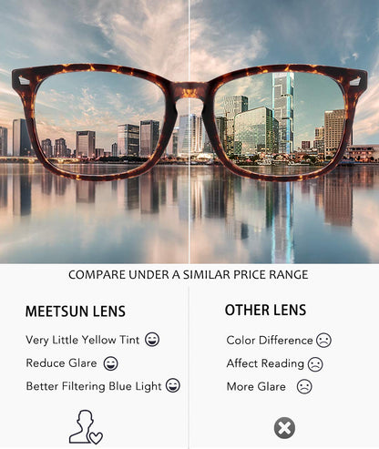 MEETSUN Blue Light Blocking Glasses Women Men, Anti Eye Strain Headache (Sleep Better),Computer Glasses UV400 Lens (Tortie)