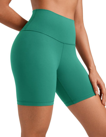 CRZ YOGA ButterLuxe Biker Shorts 6" - High Waisted Workout Running Volleyball Spandex Yoga Womens Cascadia Green X-Large