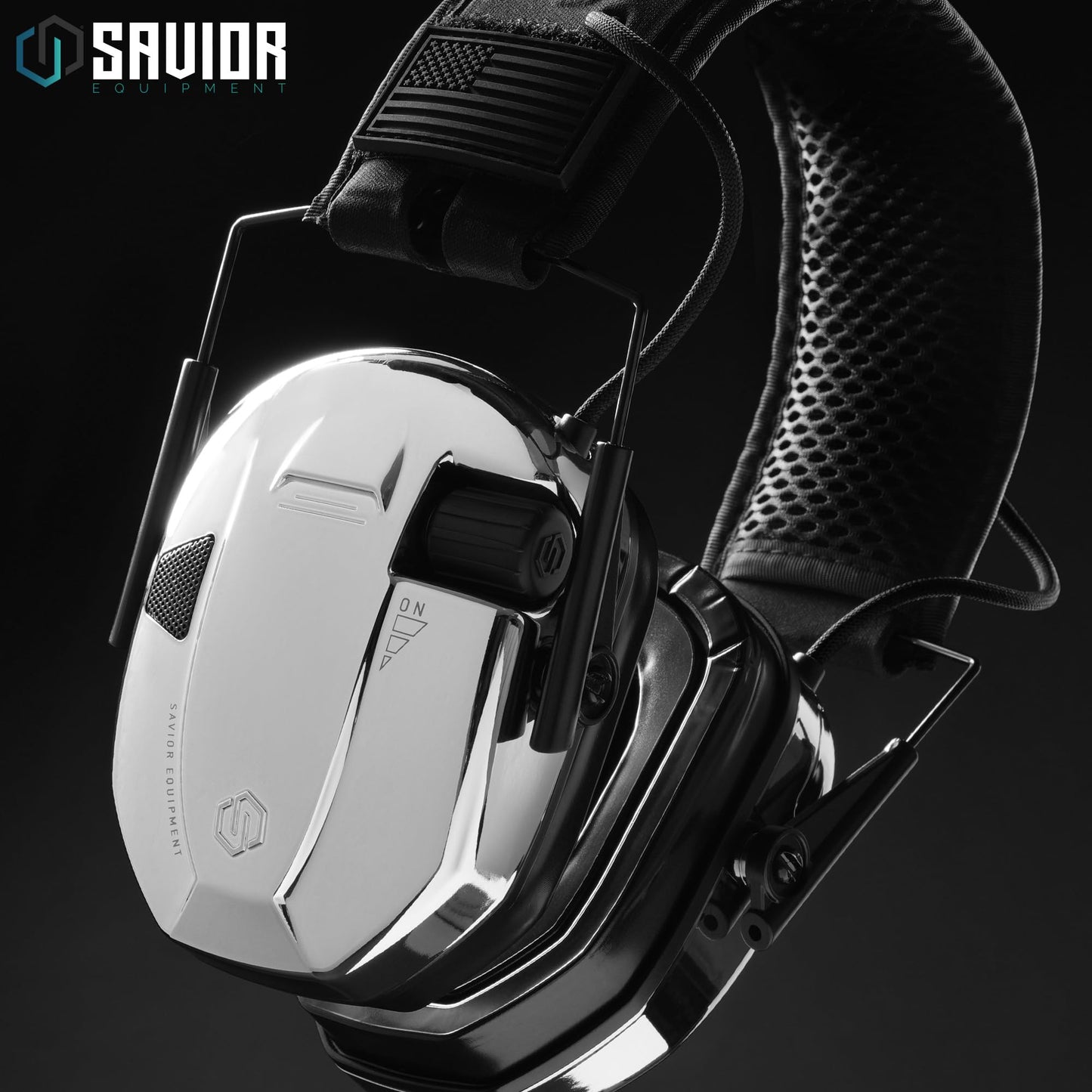 Savior Equipment Apollo Electronic Earmuffs For Shooting w/Gel Ear Pads, 24dB NRR, Noise Cancelling Ear Protection Headset (Black Chrome, 1-Pack)