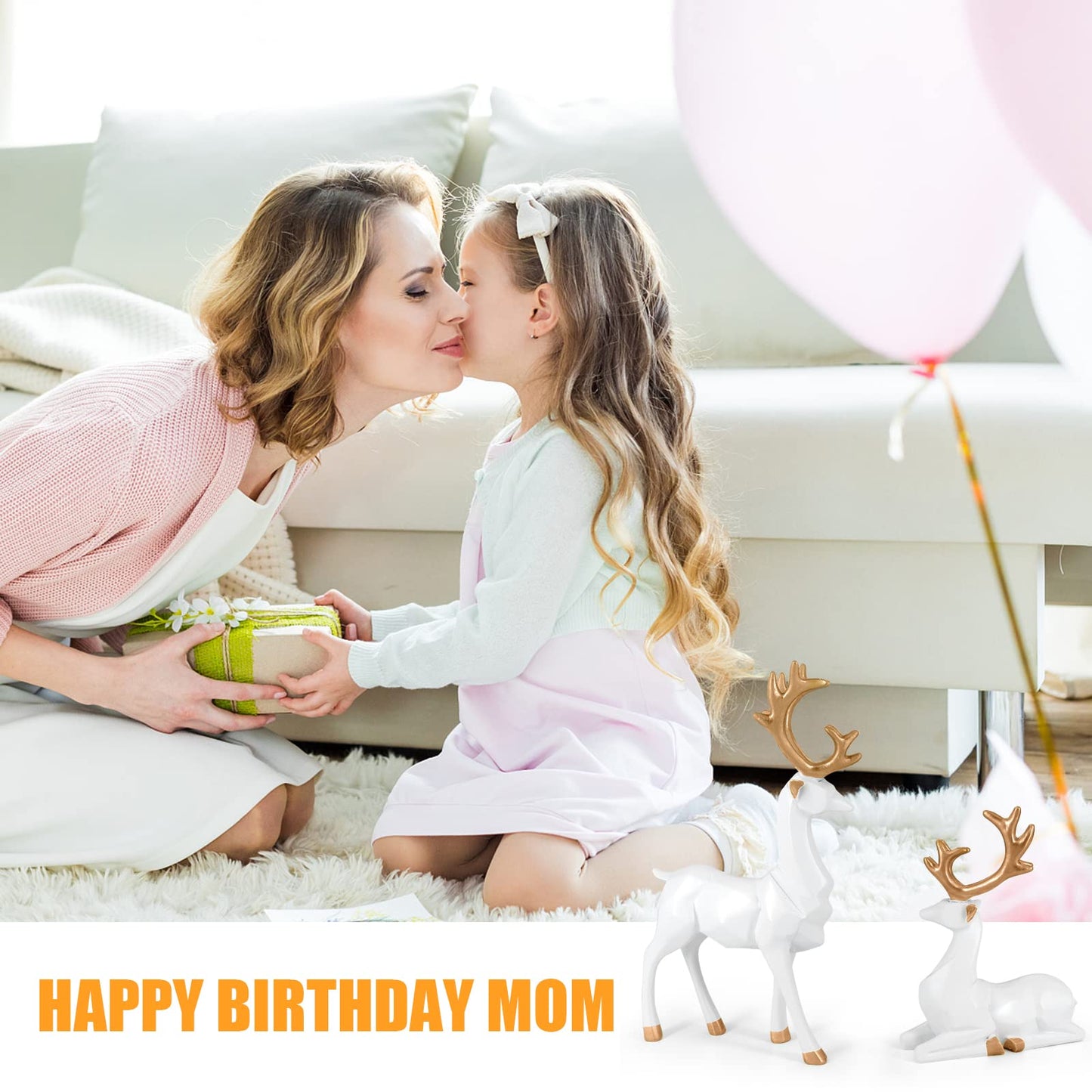 MicoSim Reindeer Ornaments Statue,Reindeer Christmas Decoration,Deer Gifts for Women, Mom Gifts,Deer Decorations Applicable Home, Office,Bookshelf TV Stand, Shelf, Living Room(Origami Big, White)