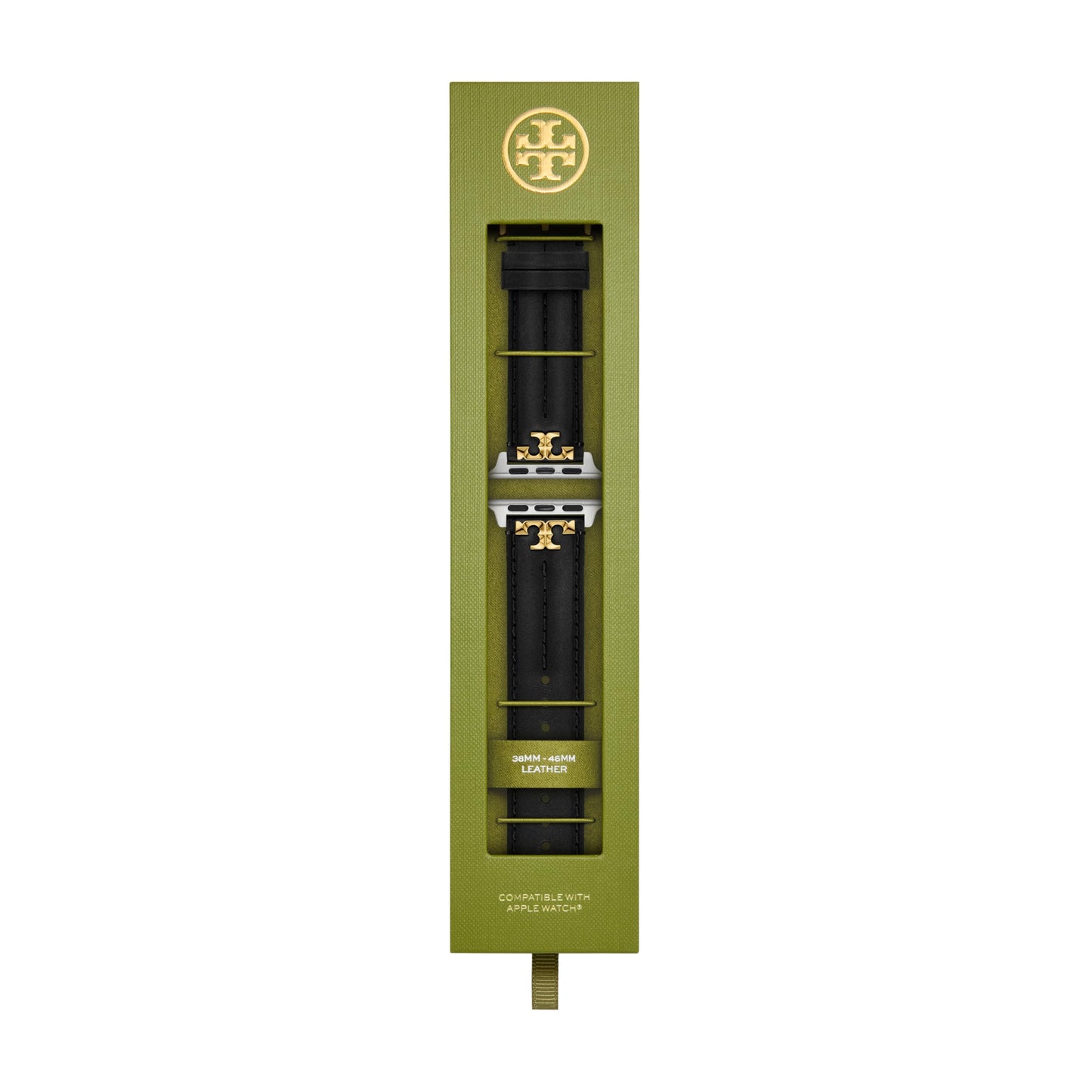Tory Burch Women's Kira Black Leather Band for Apple Watch® (Model: TBS0107E)
