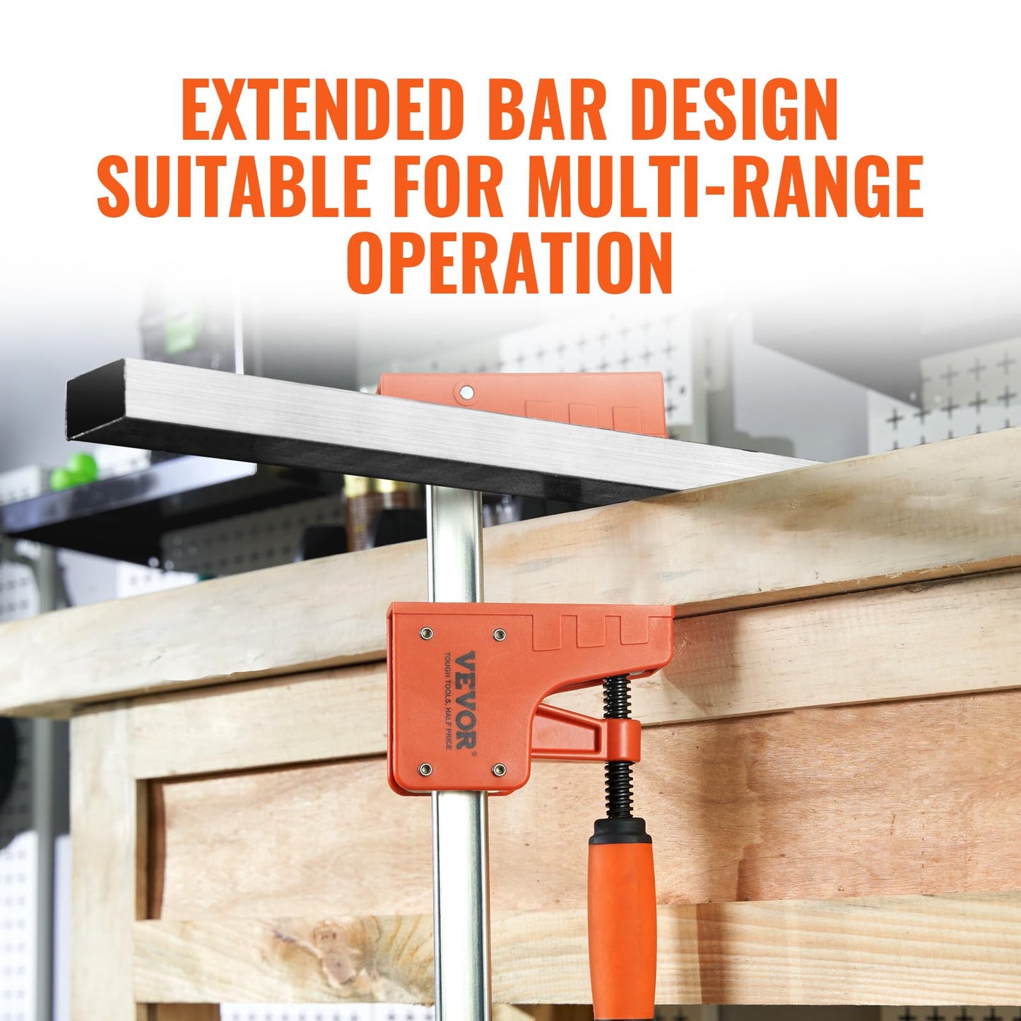VEVOR Bar Clamps for Woodworking, 2-Pack 50" Parallel Clamp Set, F Clamp with 1100 lbs Load Limit, Even Pressure, High-strength Plastic and Carbon Steel, Wood clamps for Woodworking Metal Working
