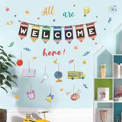 Welcome Back to School Wall Decals,Classroom Window Clings,First Day of School Window Stickers,Welcome to Our Classroom Wall Stickers for Students Teachers Nursery Preschool Kid's Room Playroom