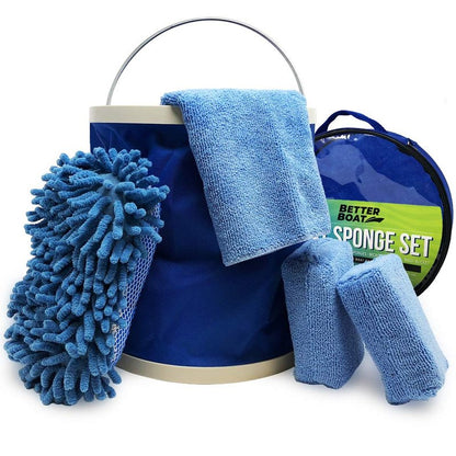 Boat Cleaner and Car Wash Sponges, Non-Scratch Microfiber Sponge and Wash Cloths, Complete Cleaning Kit for Interior, Exterior, Seats, Fiberglass Boat Hull, and Car, Washing and Detailing Supplies