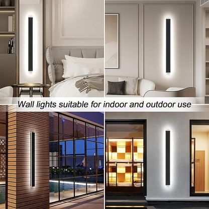 47IN Modern Outdoor Wall Light LED Long Wall Lighting Exterior Light Fixture IP65 Waterproof Wall Lamps, 2700K-6500K Dimmable Black Wall Sconce for Garage, House