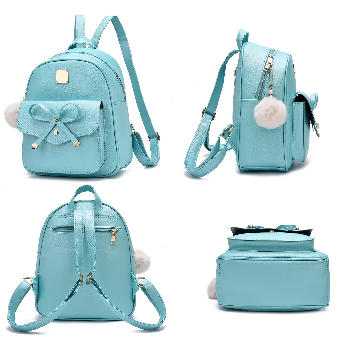 I IHAYNER Girls Bowknot 3-Pieces Fahsion Leather Backpack Backpack Purse for Women Rucksack for Ladies Shoulder Bag Orange