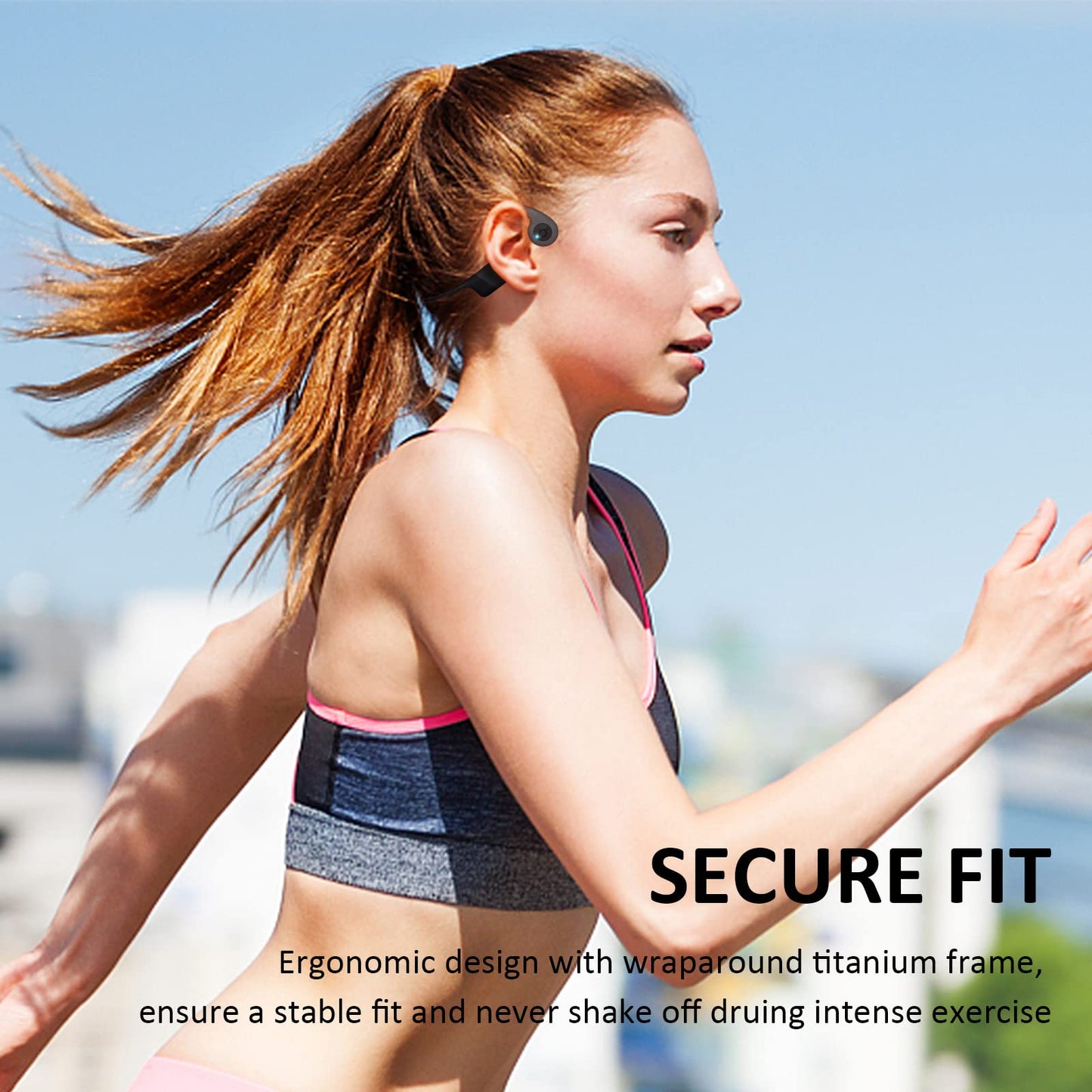 Rakklor Bone Conduction Headphones - Open-Ear Headphones with MIC, Bluetooth 5.4, 20Hr Long Battery Life, IPX5 Waterproof for Sports Workouts Cycling Running Gym Hiking,Black