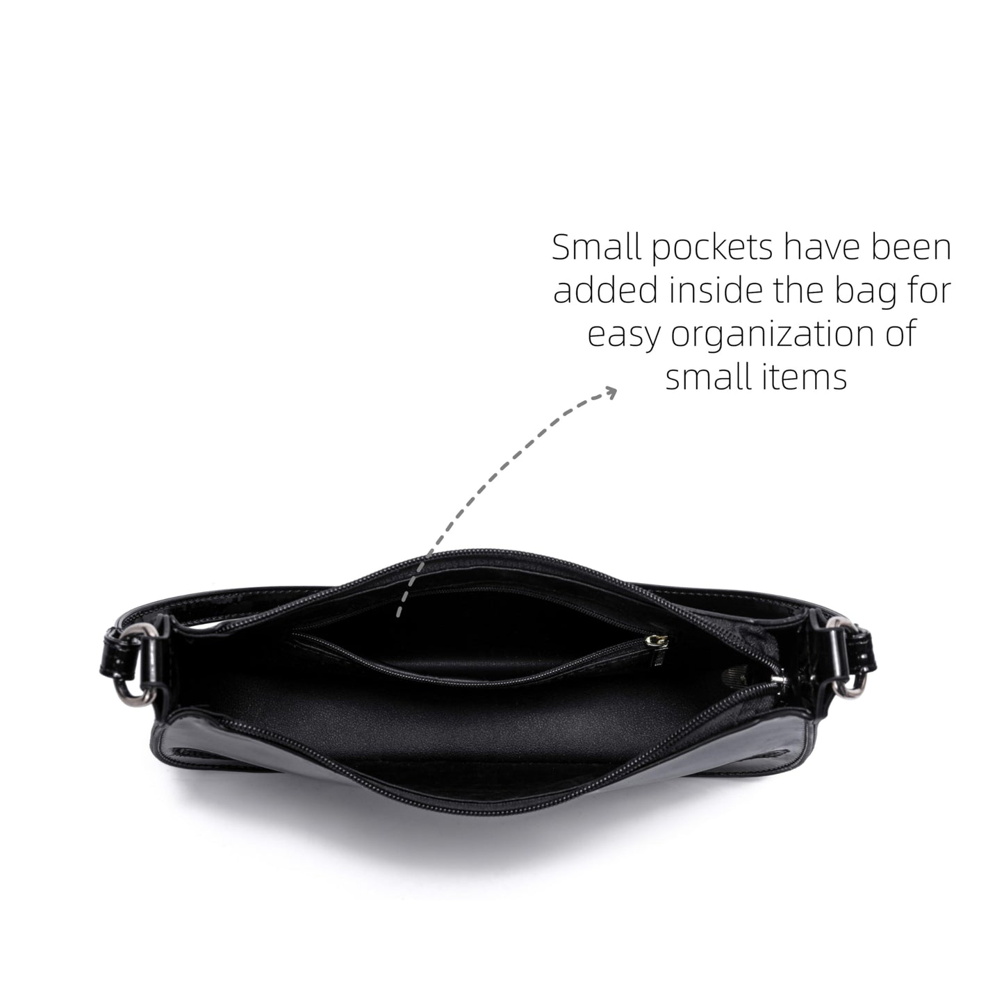 JOLLQUE Small Shoulder Bag for Women, Small Under the Arm Patent Leather Purses, Mini Purse Clutch Y2k Jelly Handbag Zipper Square Satchel Crossbody Bags(Black)