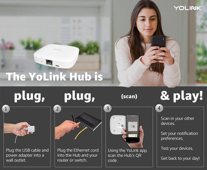 YoLink LoRa Smart Door Sensor Starter Kit: - 1/4 Mile Open-Air Range, Door Left-Open Reminders,5 Years Battery Life, SMS/Text, Email & App Alerts, Alexa, IFTTT, Home Assistant