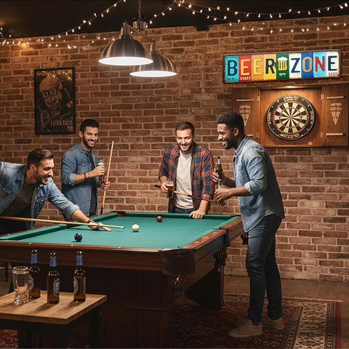 Beer Zone All-Aluminum Metal Sign – Vintage Wall Decor for Home Bar, Man Cave, Patio, Pub, Basement, Game Room Decorations – 16 x 4 Inch