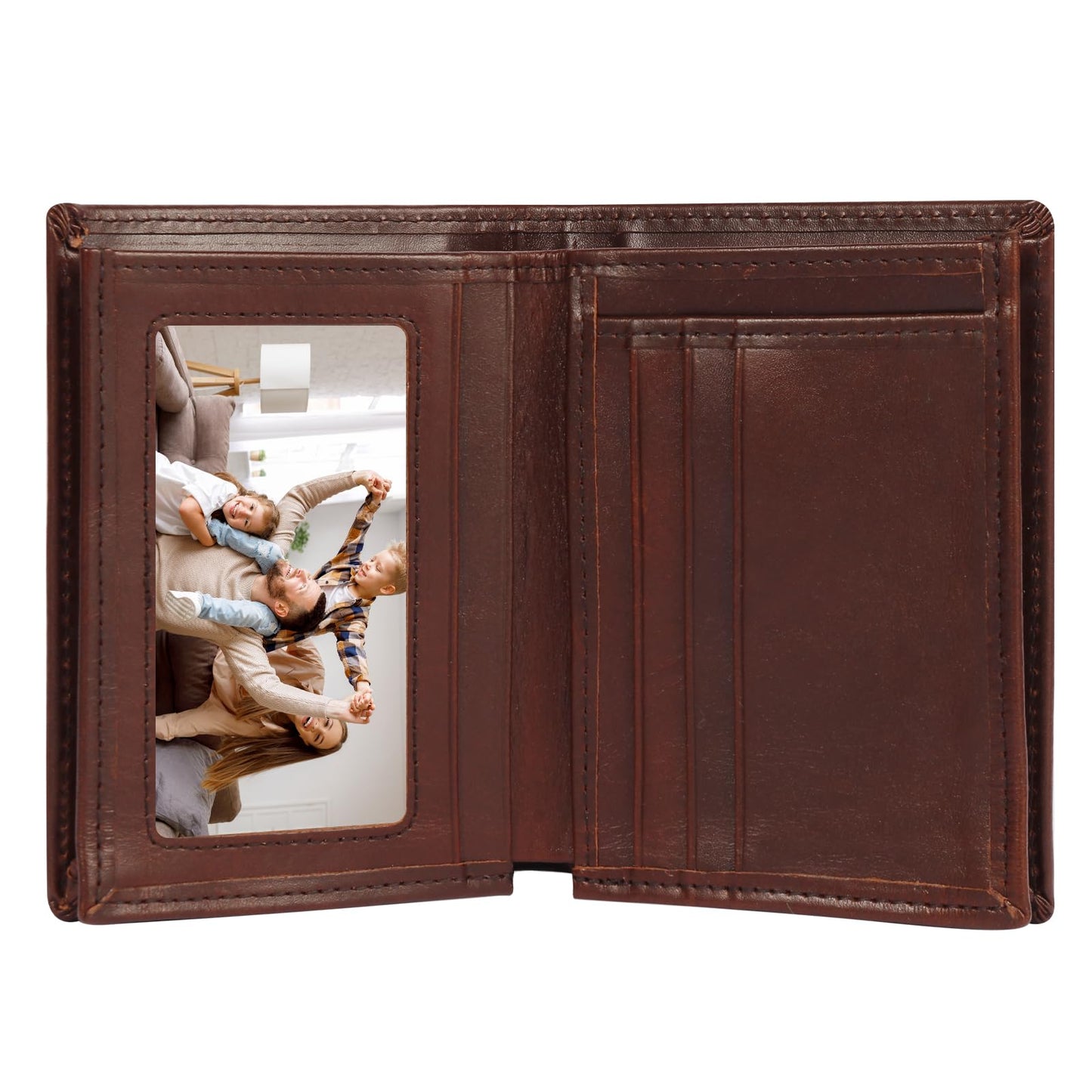 WULOUJIE Men's Leather Bifold Wallet | RFID Blocking 6 Card slot with 1 ID Window Genuine Leather Bi Fold Wallet for Men(Brown) (brown)