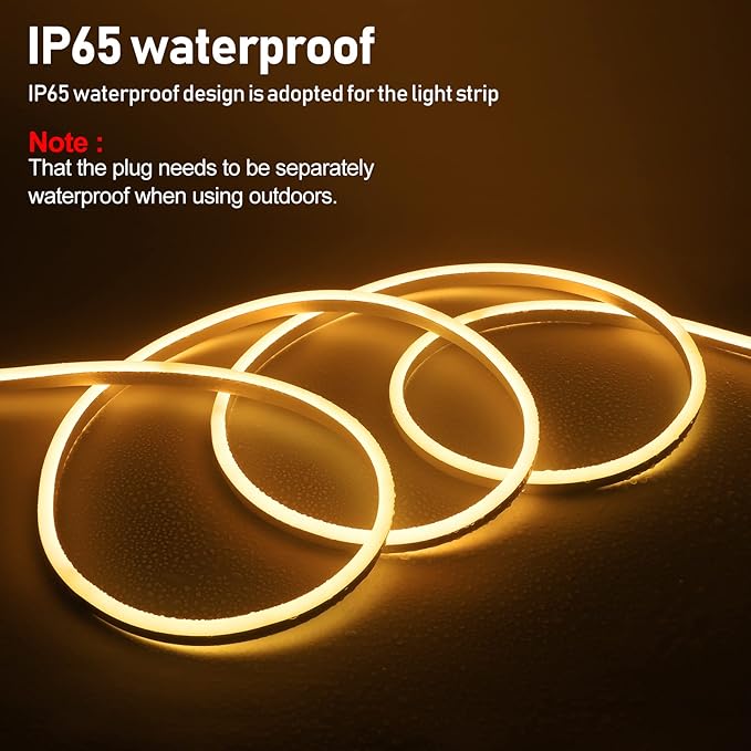 FORT 16.4FT LED RGB Neon Rope Lights, ETL-Listed AC 110-120V LED Strip Lights 144 LEDs/m with Remote, Dimmable Multicolor Change Flexible Neon Rope Lighting Conectable Waterproof for in&Outdoor