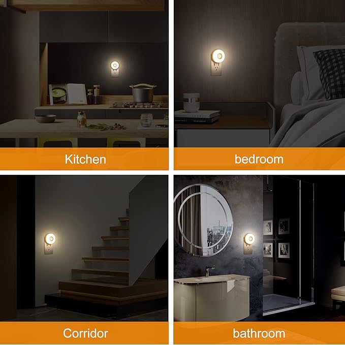 Night Light Plug in, Motion Sensor Night Lights Plug in Wall. 200LM Ultra Bright Soft Warm White nightlights, Smart Movement Sensor, Energy Efficient(Warm White 2Pack)
