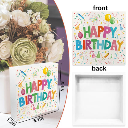 3 PCs Birthday Decorations Wooden Box Sign, Happy Birthday Sign Party Decorations for Friends Daughter Son, Rustic Country Wooden Signs, Living Room Bedroom Desk Tiered Tray Decor Supplies