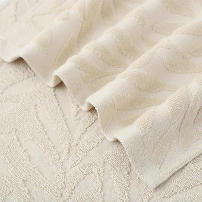 Pidada Hand Towels Set of 2 Leaf Pattern 100% Cotton Absorbent Soft Decorative