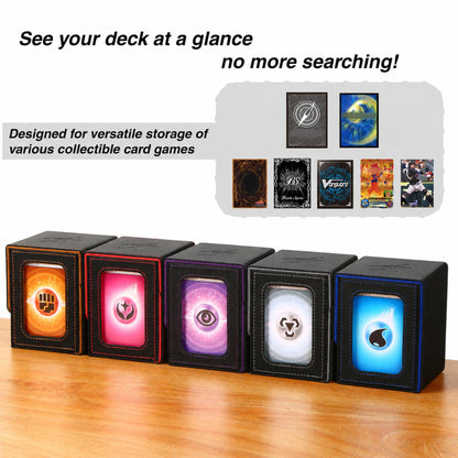Venssu MTG Deck Box for Commander Display,Card Deck Box Fits 100 Double Sleeved Cards, TCG Card Storage Box (White and Grey, 1 window)