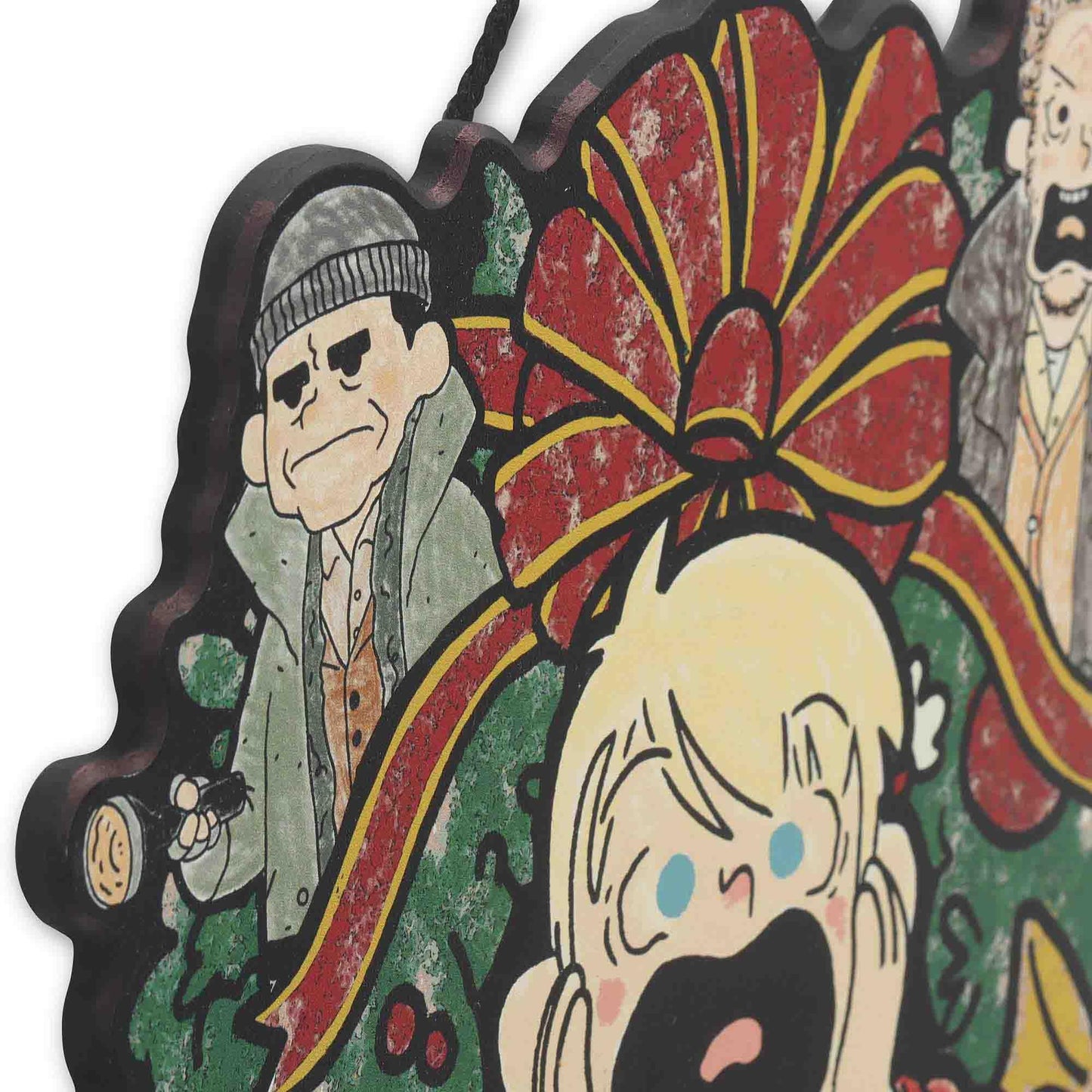 Disney Home Alone Holiday Wreath Hanging Wood Wall Decor - Fun Home Alone Sign for Christmas Decorating