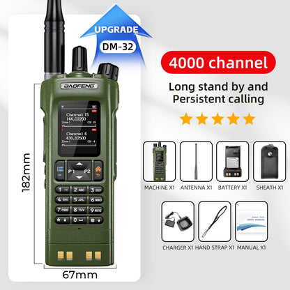 BAOFENG DM32 DM-32UV DMR Radio | Walkie Talkies Long Range | Digital Two-Way Radio | 10W High Power Ham Radio with GPS Positioning | Programming &Type-C Charging | 1PC (2500mAh Battery)