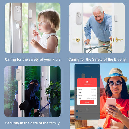 WiFi Door Window Pool Alarm with Remote Control,1Pcs Smart Wireless Magnetic Sensor Anti-Theft Door Alarms for Kids Safety Home Store Garage Apartment Business Security (WiFi Function)