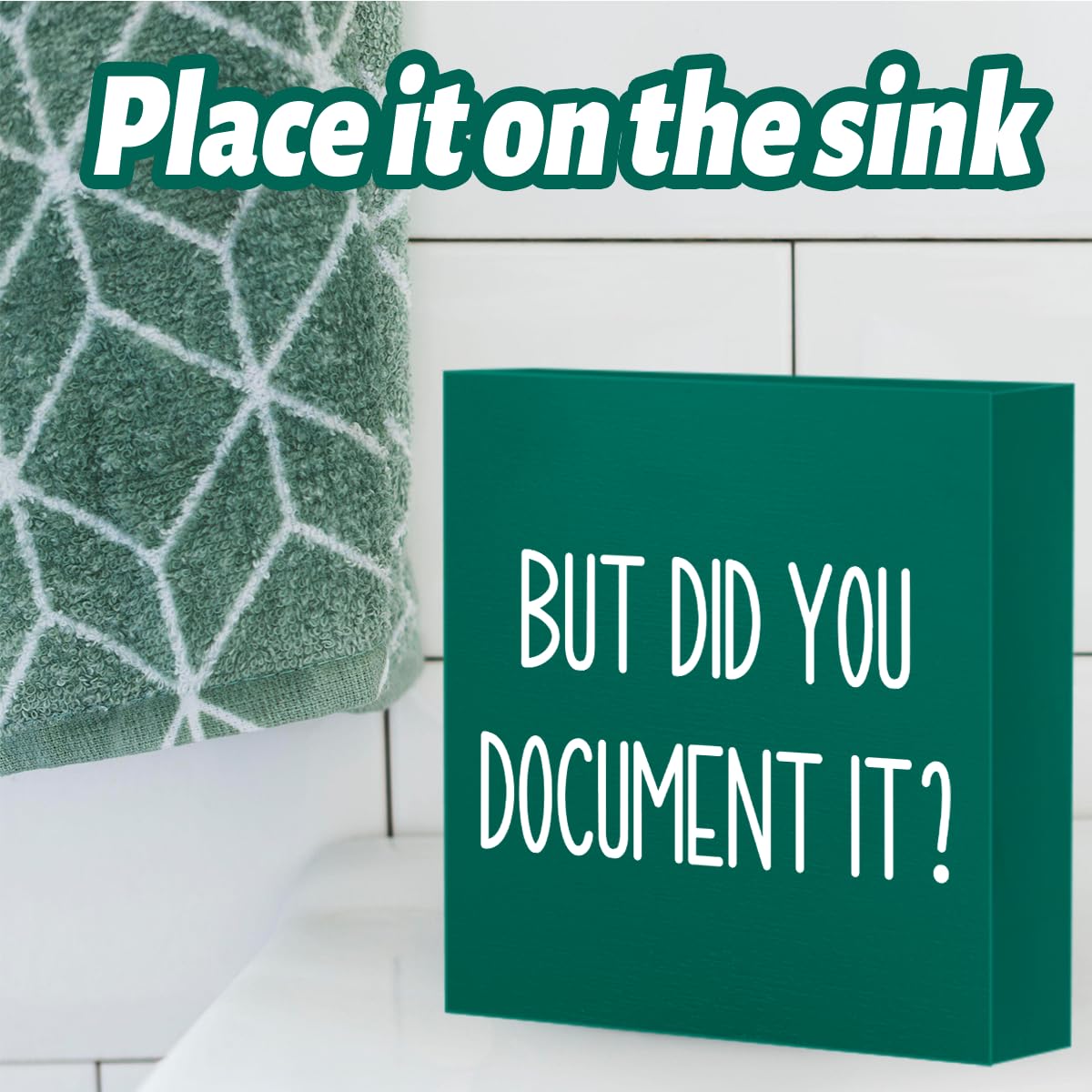 mmiishe The Office Gifts Desk Decor But Did You Document It Wooden Box Sign Funny Office Boss Gifts for Women Coworkers Boss Day Gifts for Him Decorations for Home Office 5 x 5 Inches (Green)
