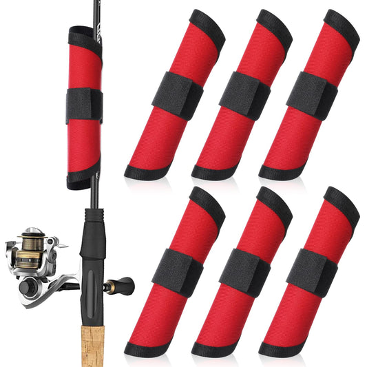 Quilax 6 Pcs Lure Wraps, 5.9 Inch Fishing Lure Wraps, Bait Gloves Lures Shield for Fishing Rod, Fish Hook Storage Protectors, Pole Sleeve Guard for Protecting Fishermen(Red)
