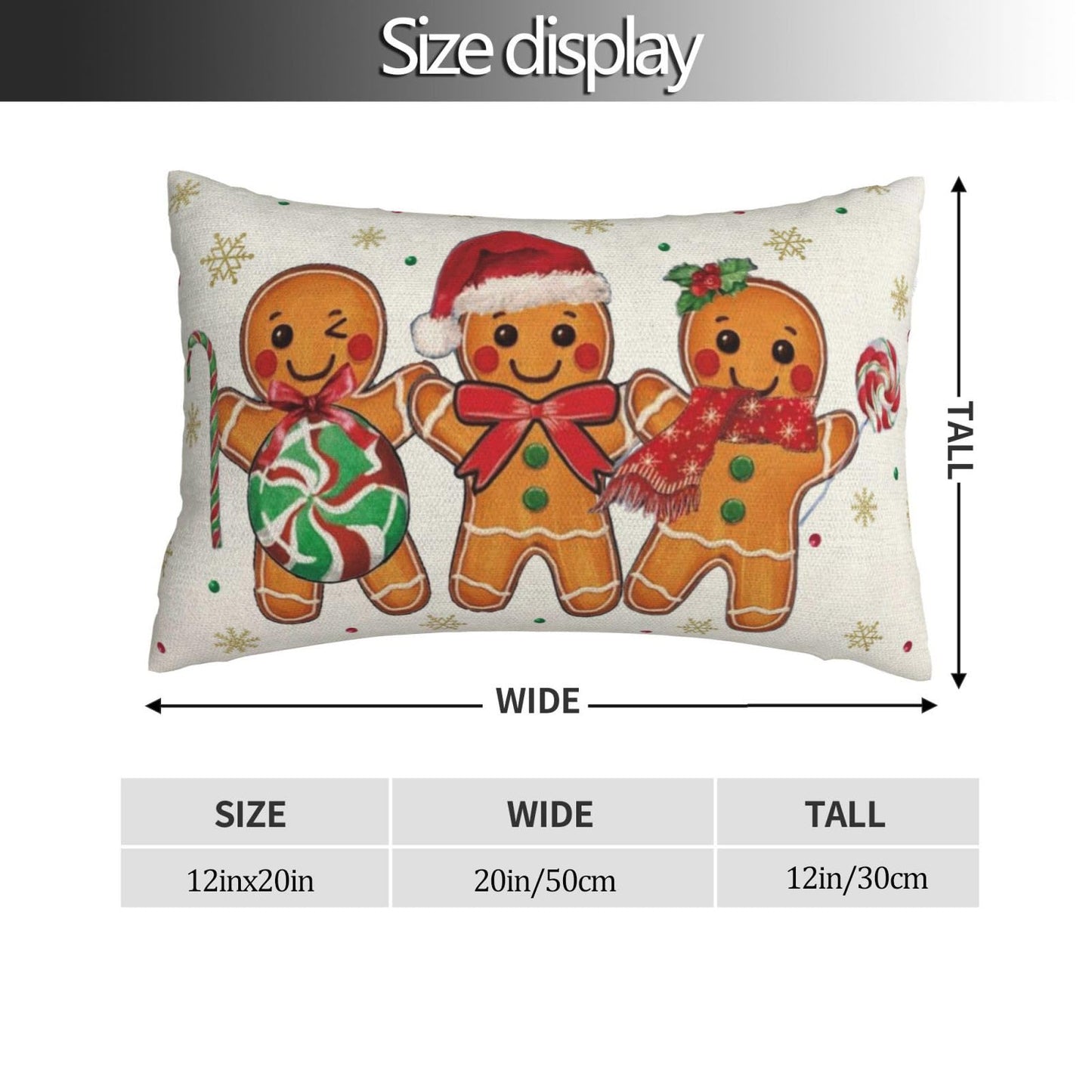 OFIRD Christmas Pillow Covers 12x20 Pack of 2 Brown Gingerbread Man Snowflake Throw Pillow Covers Winter Holiday Decorative Pillowcase Farmhouse Linen Cushion Case for Sofa Couch Christmas Decor