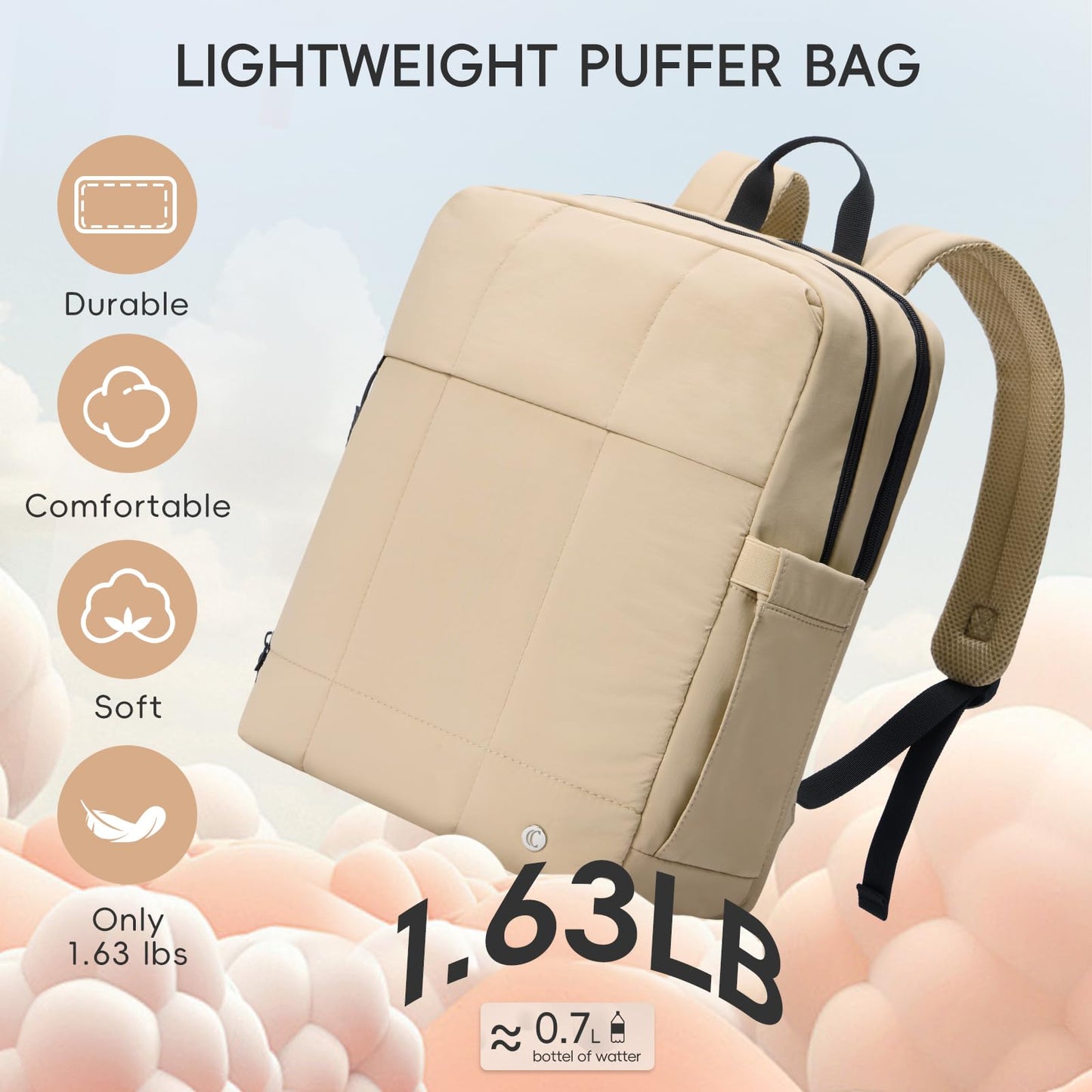 CLUCI Lightweight Travel Backpack Carry on Flight Approved, Puffy Gym Backpack with Shoe Compartment, Personal Item Travel Bag, 15.6 inch Laptop Backpack for Weekender Business