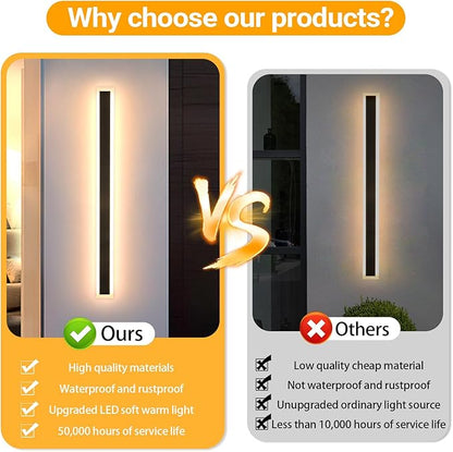 71 Inch Exterior Wall Sconces 3000K Outdoor Wall Lights IP65 Waterproof Black Outdoor Sconces Wall Lighting for House
