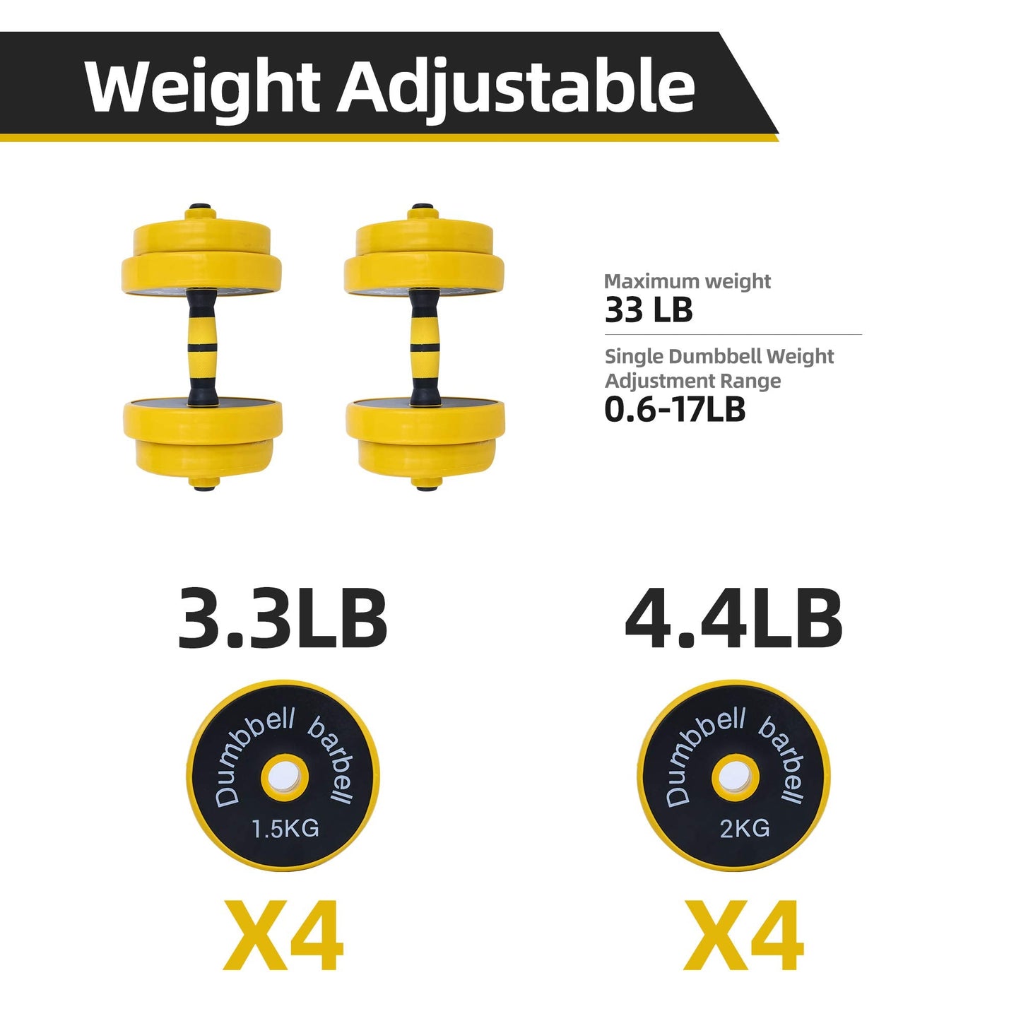 Nice C Weights, Dumbbell Set, Kettlebells, Adjustable Dumbbells, Barbell Weight Set, 20-40-50-70LB 3-in-1 set, Non-Slip, All-purpose
