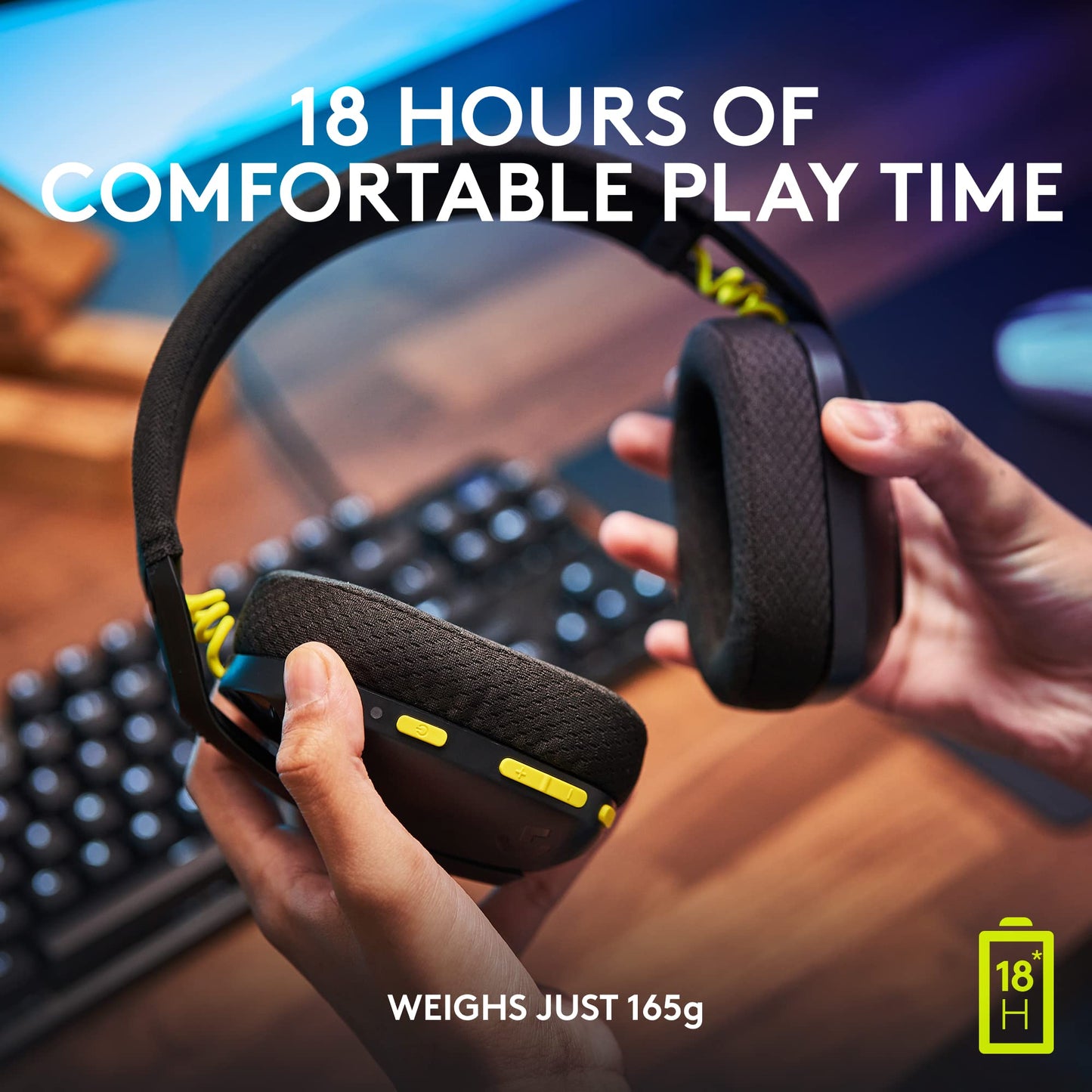 Logitech G435 Lightspeed & Bluetooth Wireless Gaming Headset - Lightweight Over-Ear Headphones, Built-in mics, 18h Battery, Dolby Atmos, PC, PS4, PS5, Nintendo Switch/Switch 2, Mobile - Black