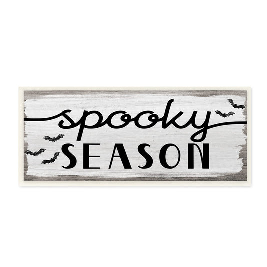 'Spooky Season Sign Black Bats Halloween Phrase'| Wall Plaque Art