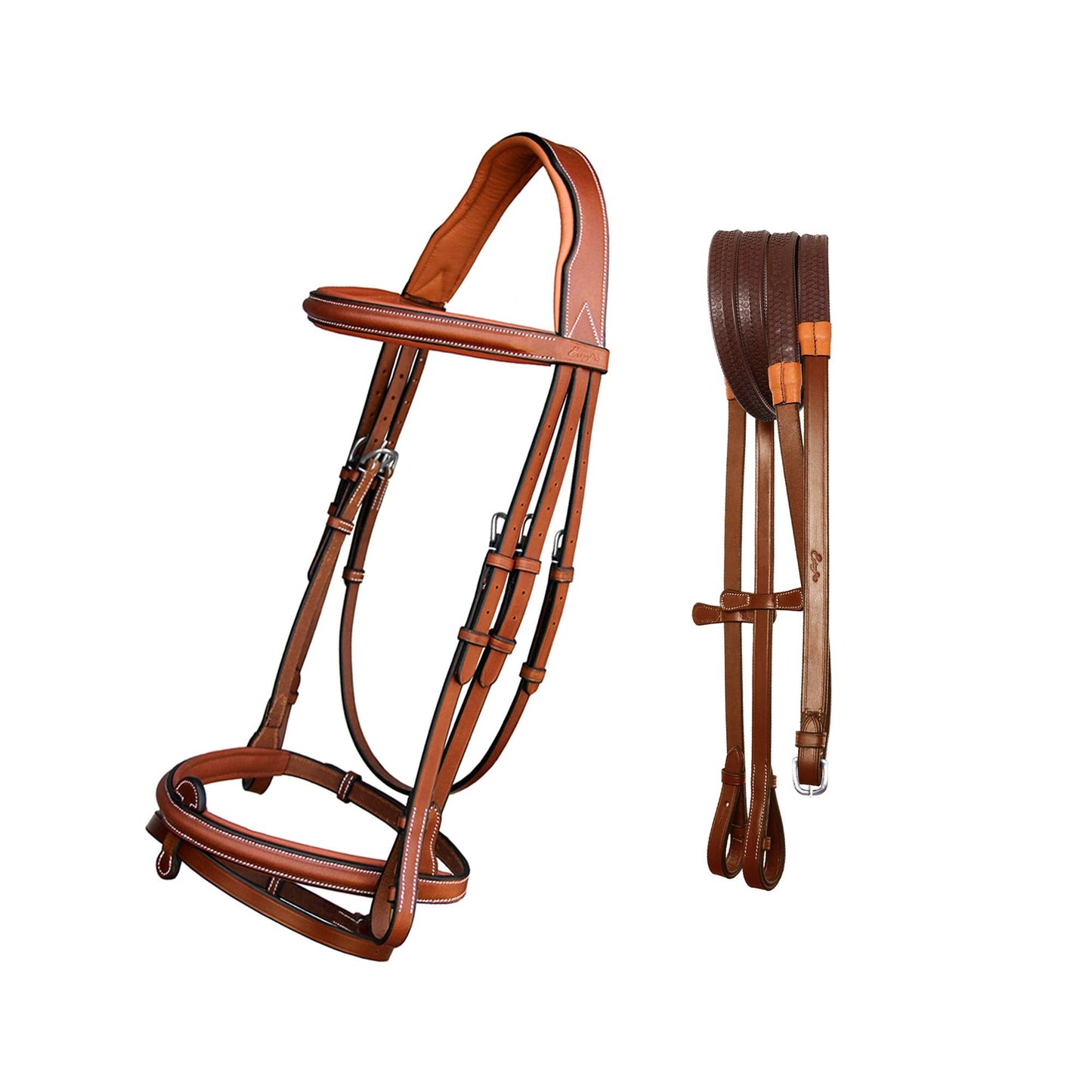 ExionPro English Hunter Jumping Bridle for Horses with Removable Flash Soft Yet Strong Rubber Reins | Royal Hunter Bridle | English Bridle for Horses (Conker, Cob)