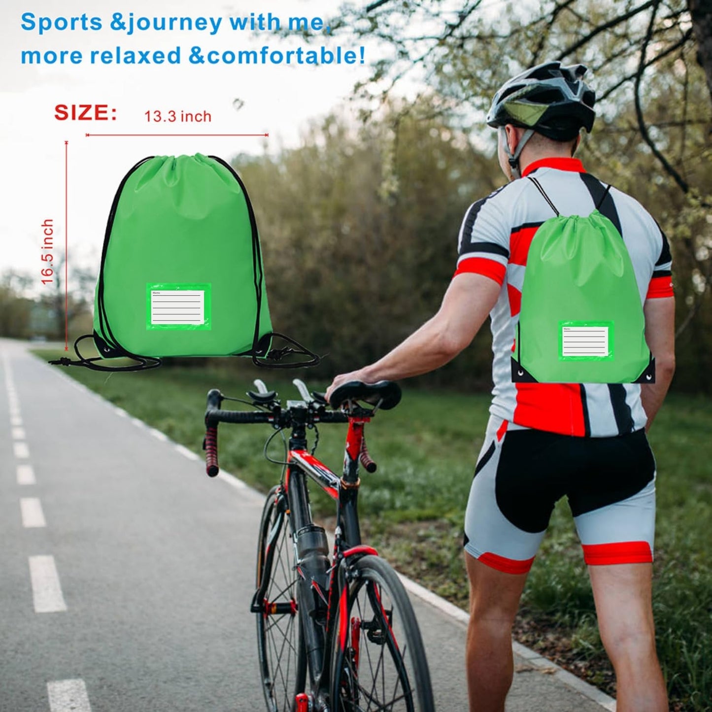 Drawstring Backpack Bulk 20 Pcs Draw String Bags DIY Gym Sports Traveling Yoga Cinch Bag Sackpack Drawstring Memo Card (green)