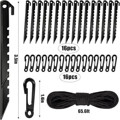 33Pcs Inflatable Stakes and Tether, Heavy Duty Plastic Tent Stakes with Hooks for Inflatables Spikes Replacement Halloween Christmas Holiday Inflatable Decoration Accessories for Garden Home Lawn