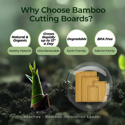 Bamboo Cutting Board, Durable Wood Cutting Boards for Kitchen with Deep Juice Grooves & Built-in Handles, Ideal Charcuterie & Chopping for Meat, Vegetables and Fruits Ideal Kitchen Gifts